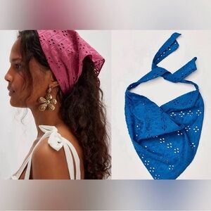 Free People Claro Eyelet Hair Scarf Blue